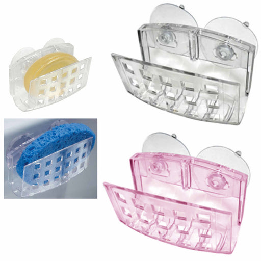 AllTopBargains 4 Sink Caddy Kitchen Silicone Soap Sponge Holder Hanging Basket Dish Bath Shower