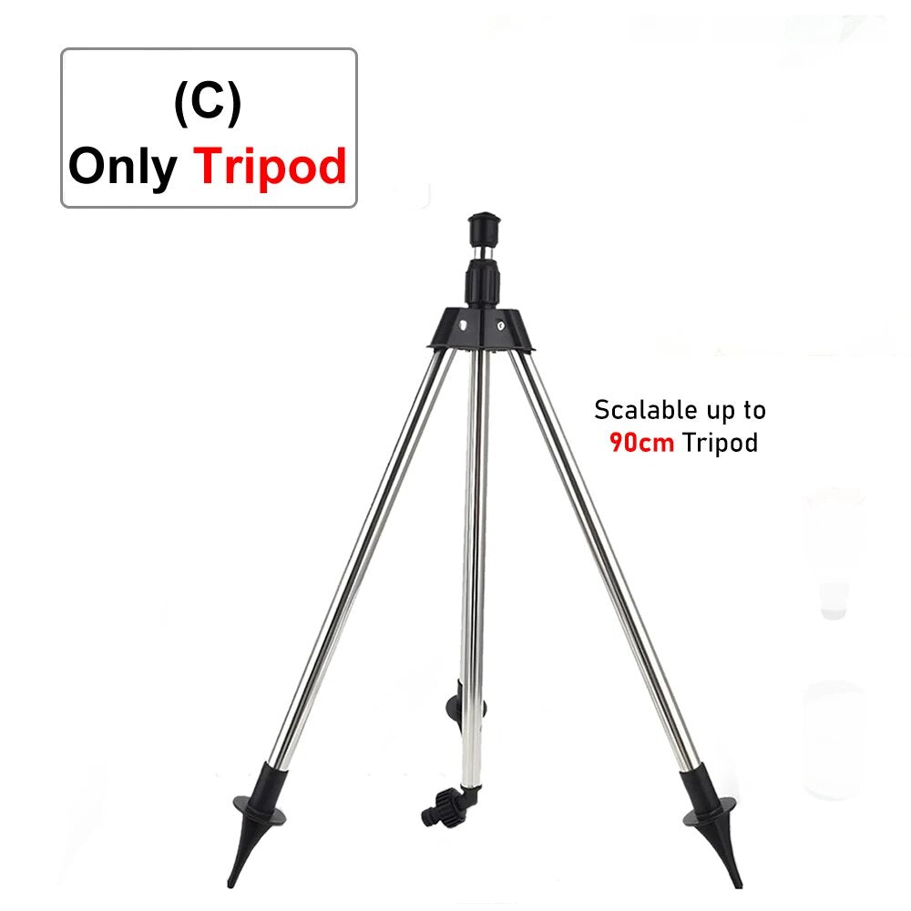 360 Rotating Tripod Sprinkler Telescopic Support Automatic Rotating Sprayer Automatic Garden Irrigation Lawn Watering Sprinkler