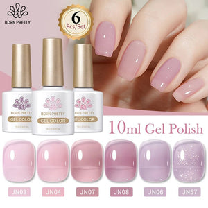 BORN PRETTY Jelly Gel Nail Polish Set of 6 Colors 10ml Including Translucent Purple Gel Polish Kit UV LED Gel Varnis Summer Nail - Gadget and Glam Shop