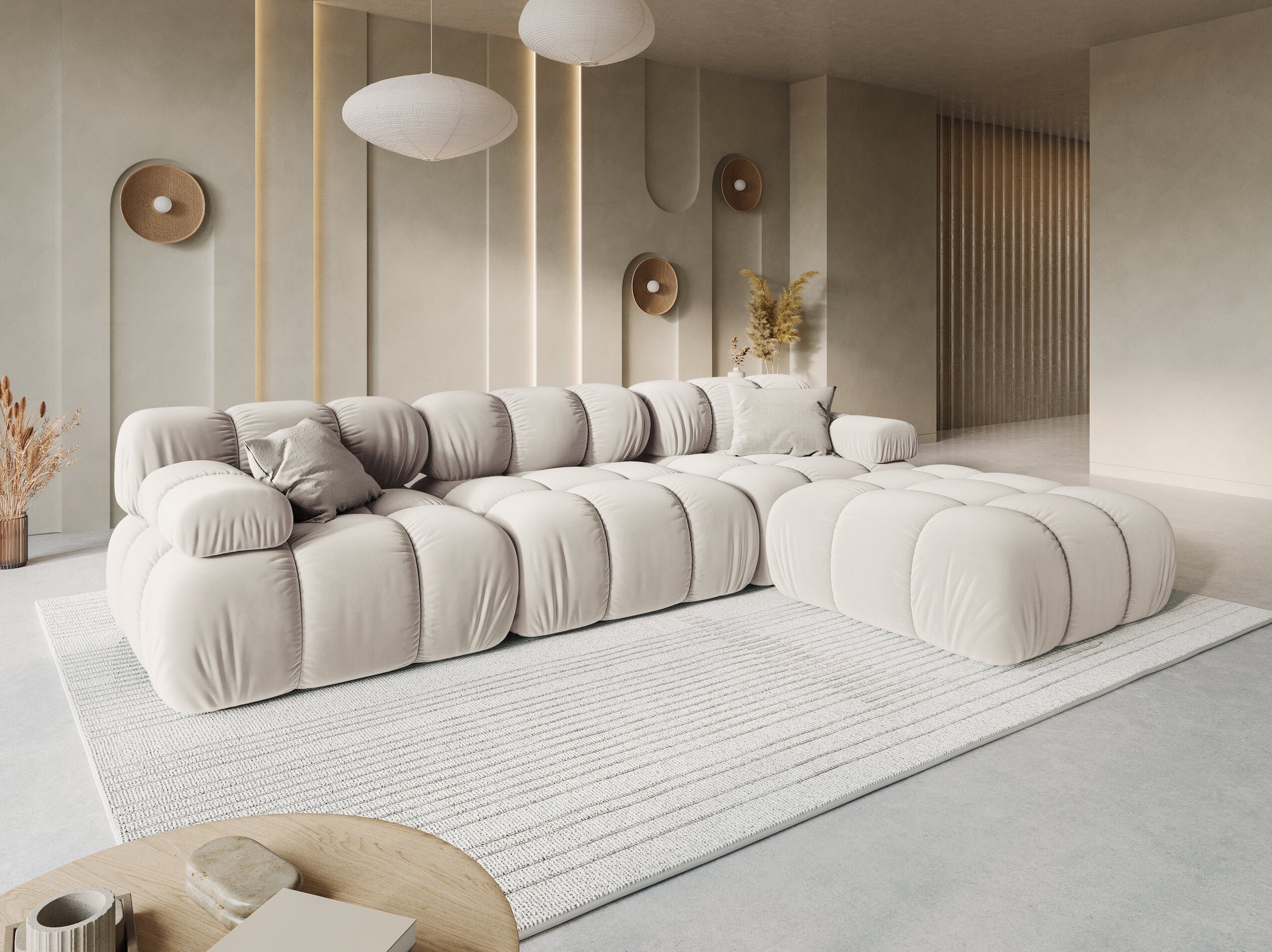 Bellis sofas velvet light beige