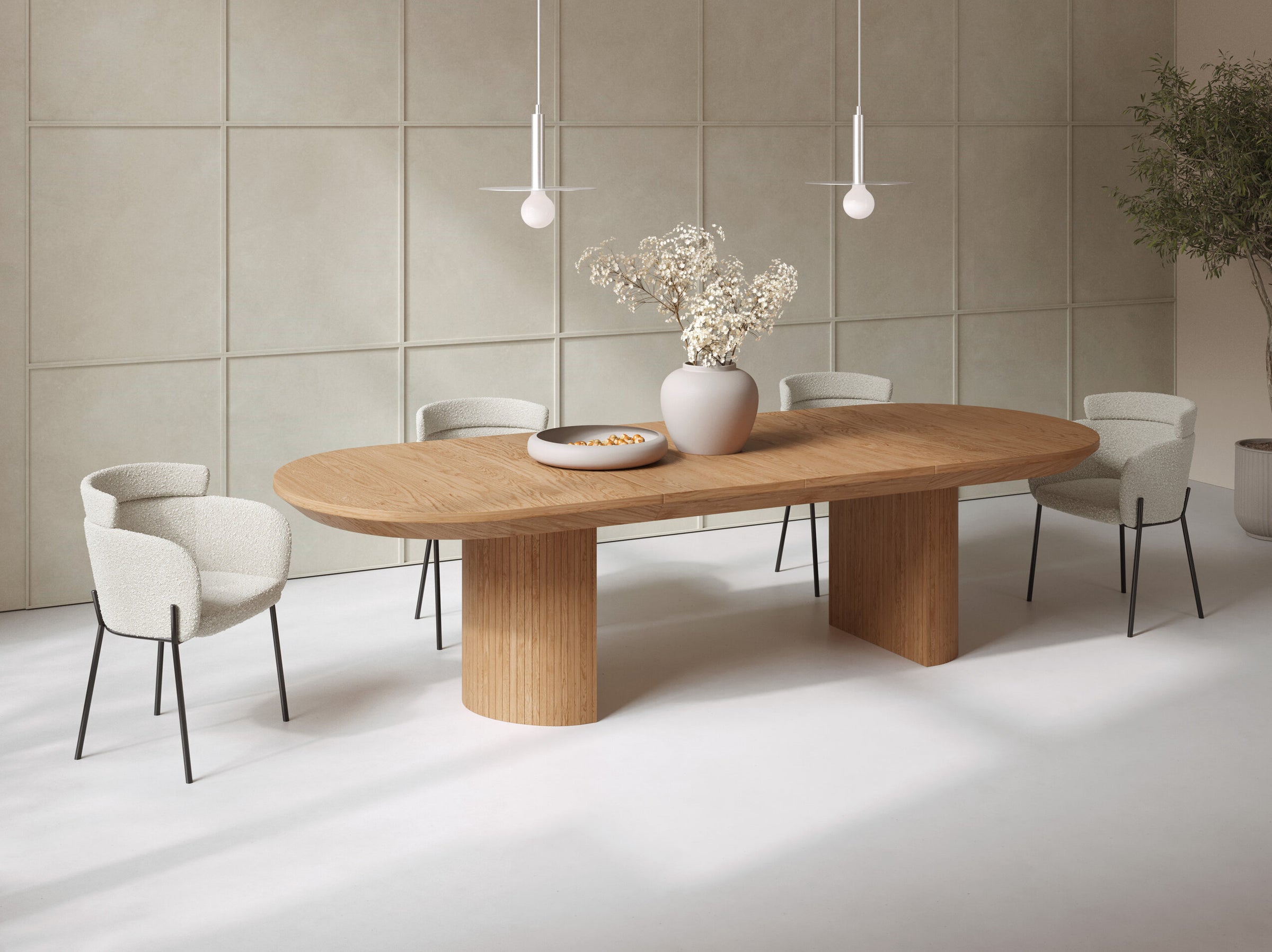Sonya tables & chairs boucle beige