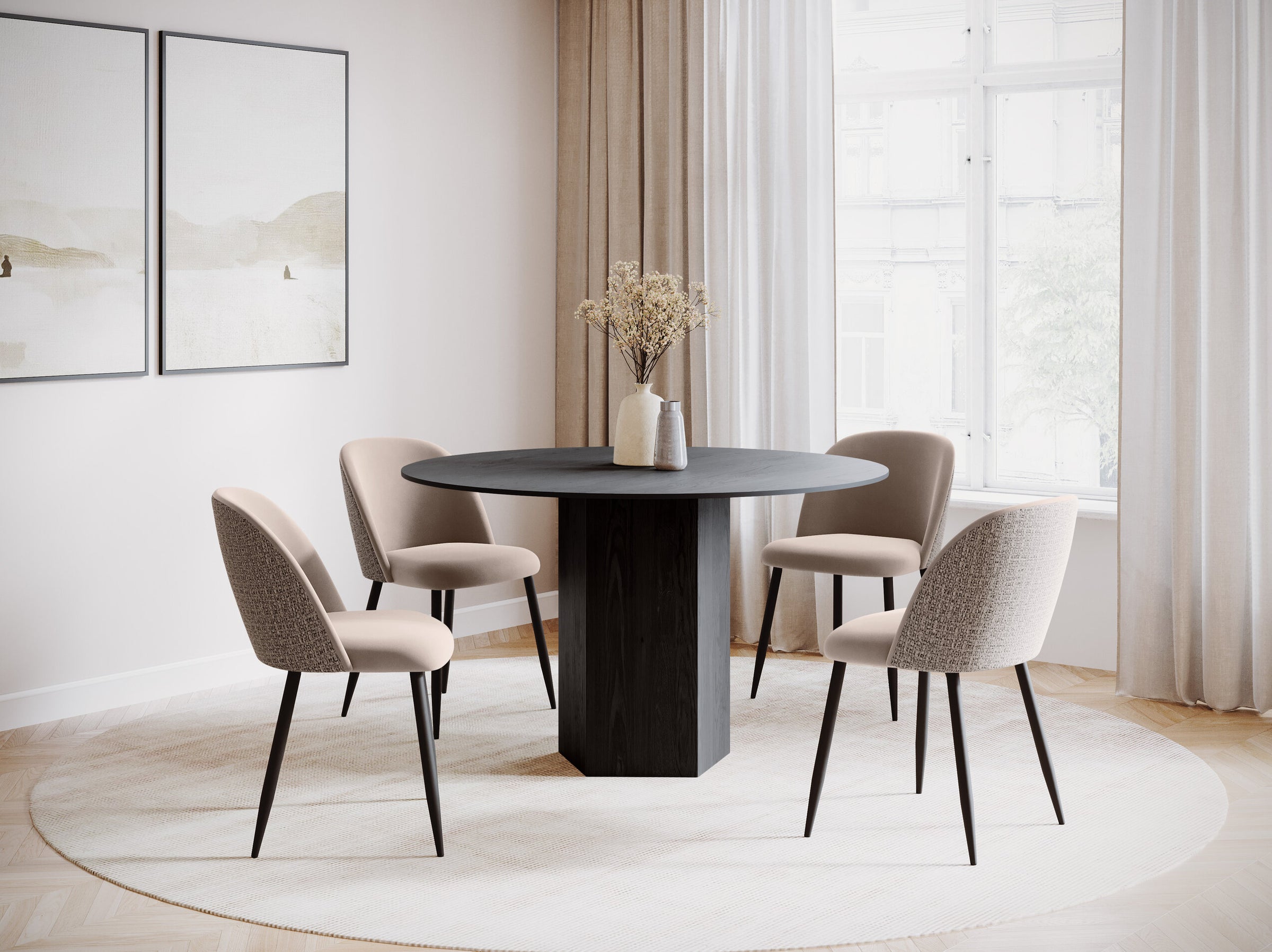 Rayan tables & chairs velvet beige
