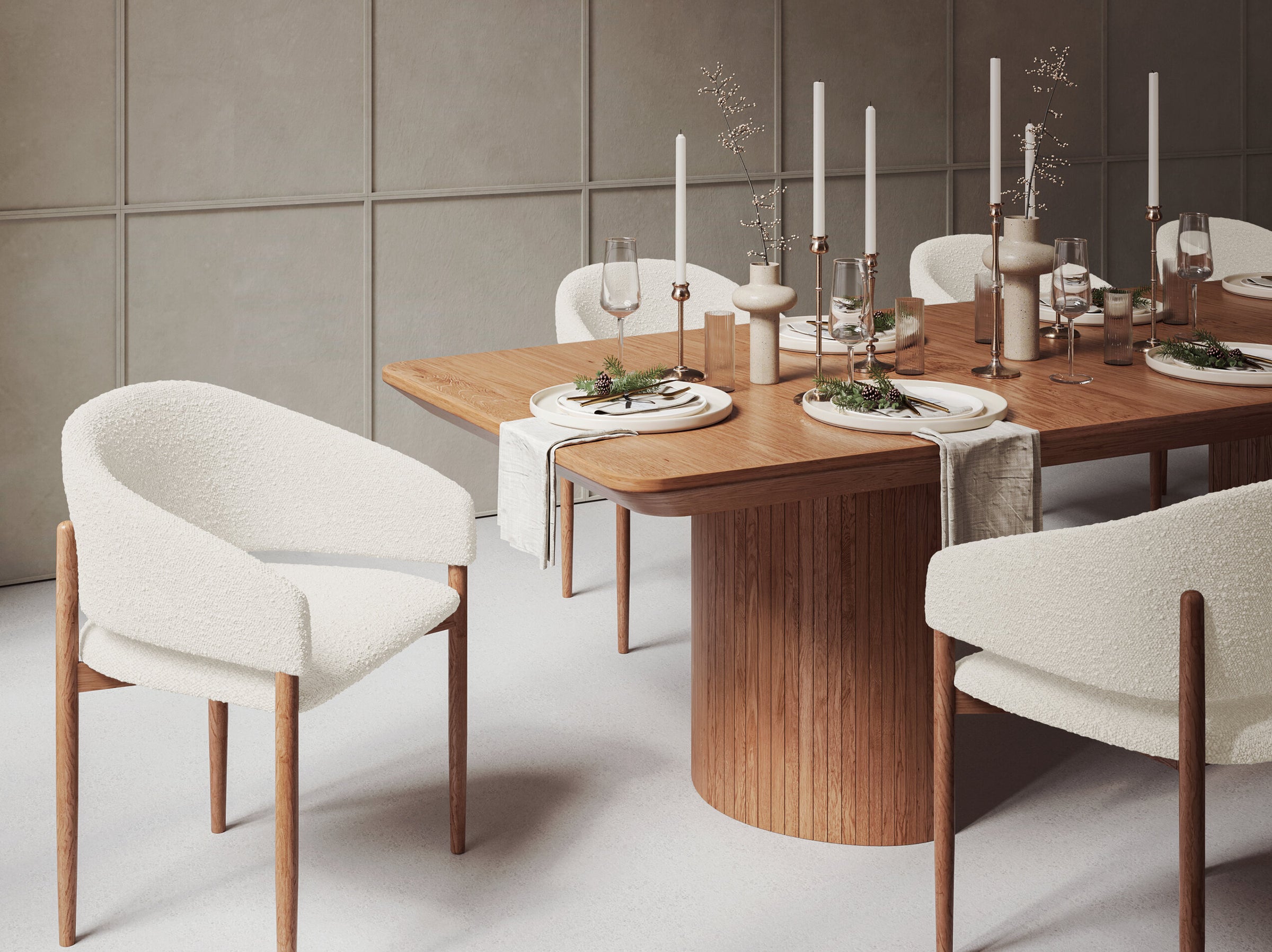 Dua tables & chairs boucle beige