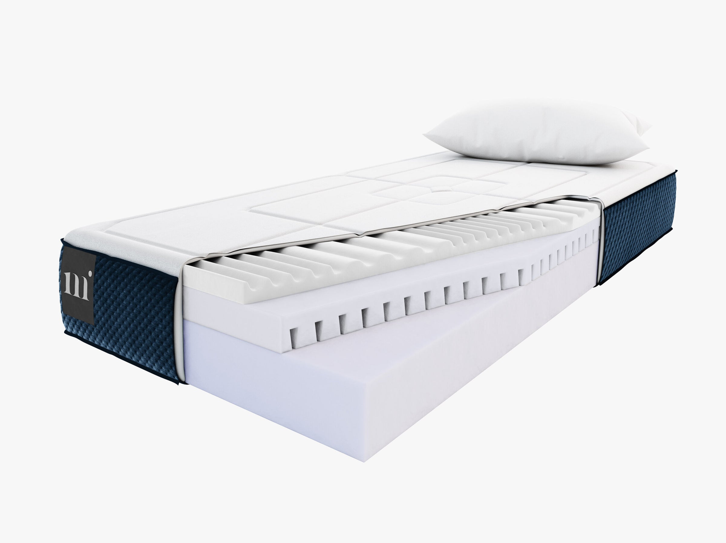 Lorne beds & mattresses structured fabric white and blue