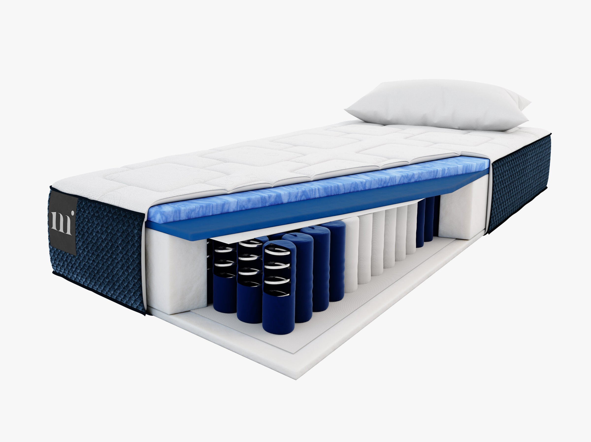 Mundi beds & mattresses structured fabric white and blue