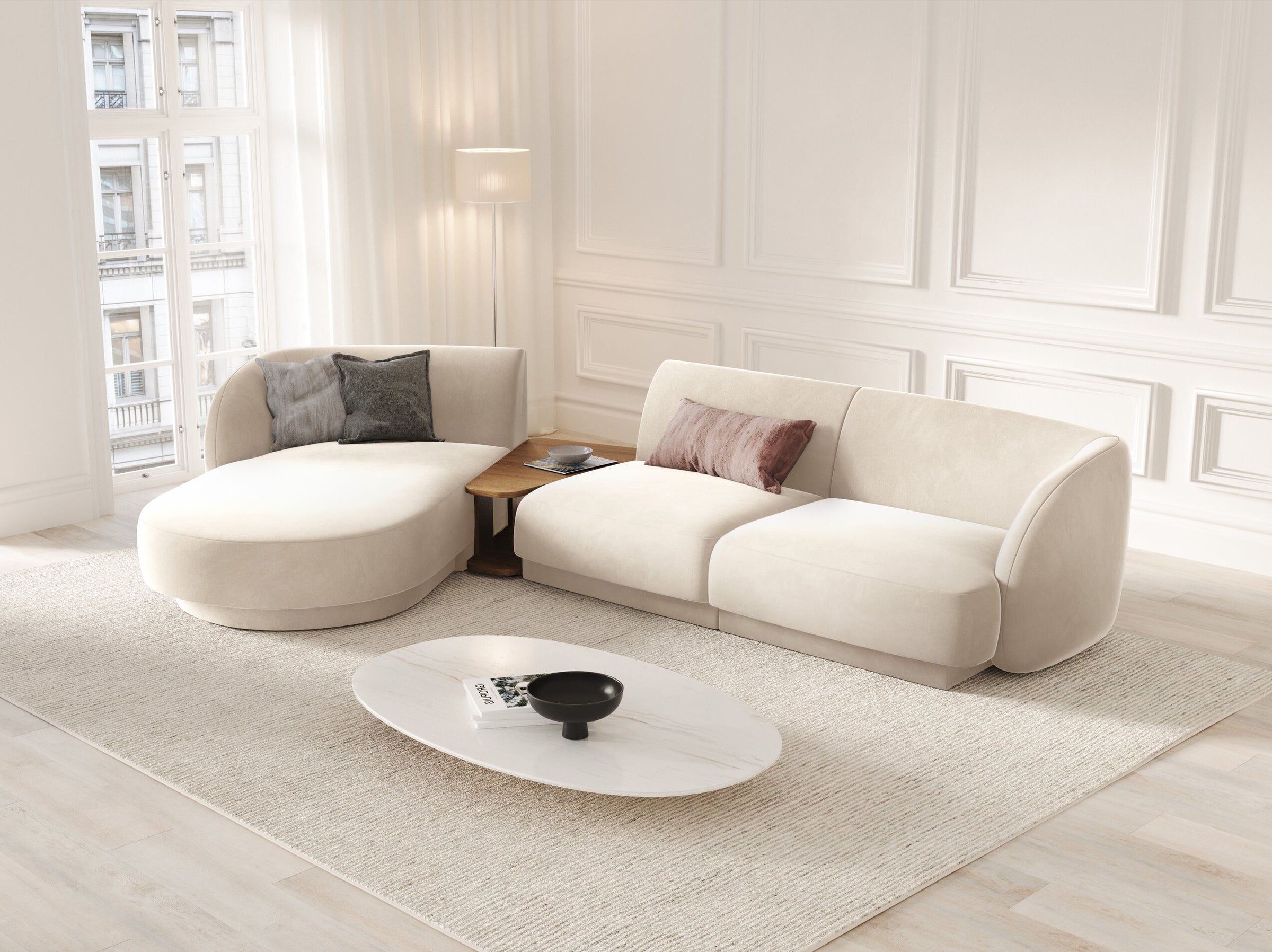 Miley sofas velvet light beige