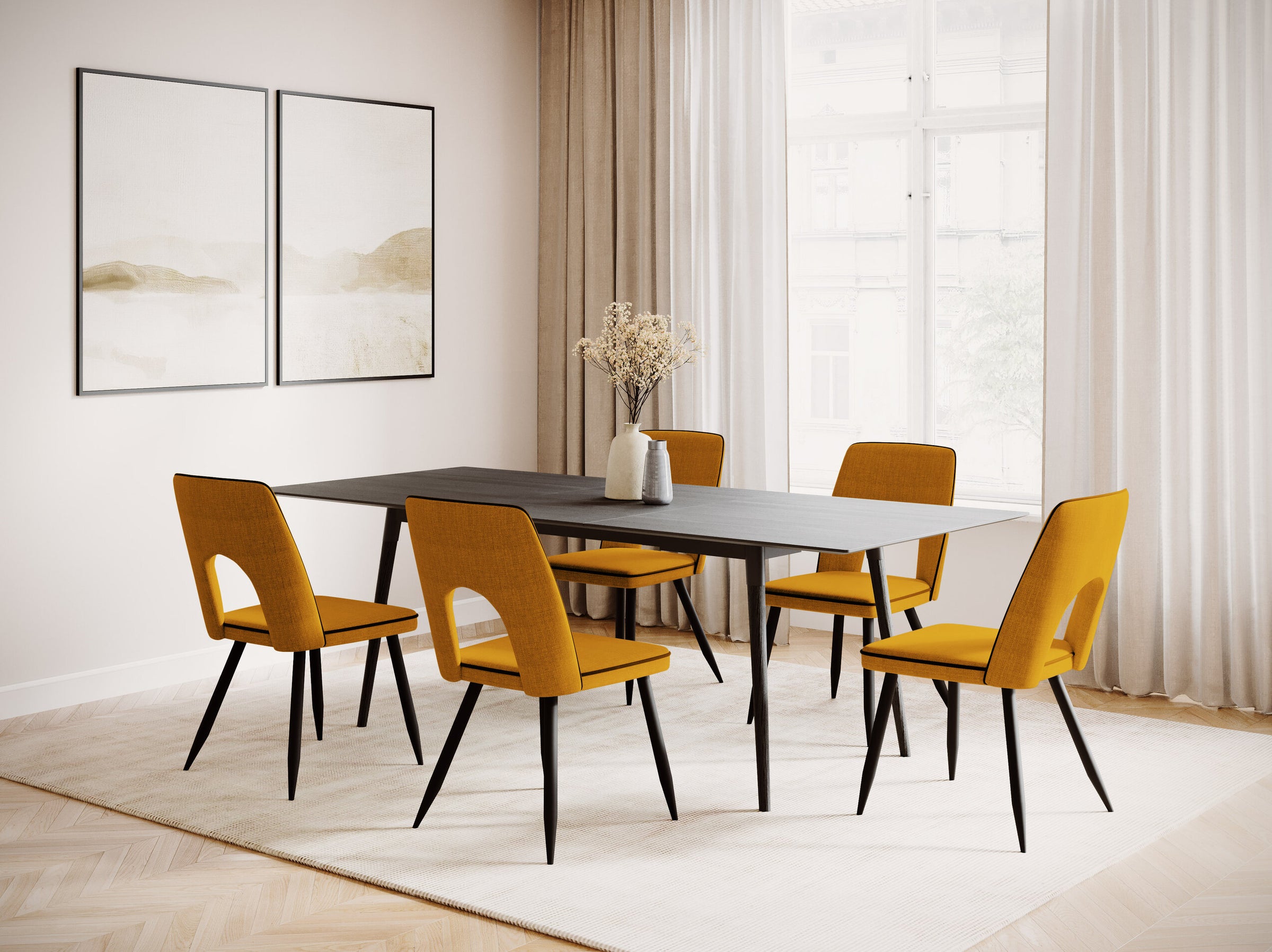 Salar tables & chairs wood black oak veneer