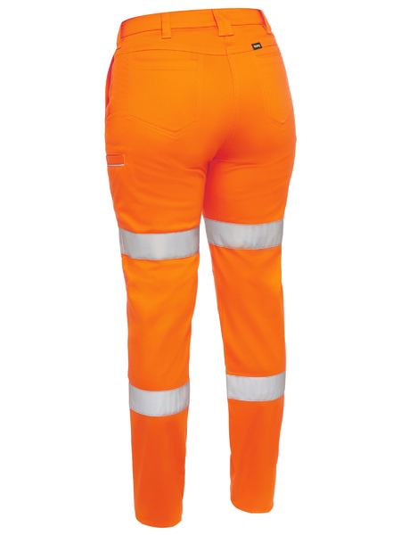 Women's mid-rise straight leg taped cotton cargo cuffed pants - BPL6028T -  Bisley Workwear