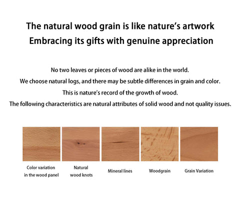 Natural grain patterns of solid wood furniture