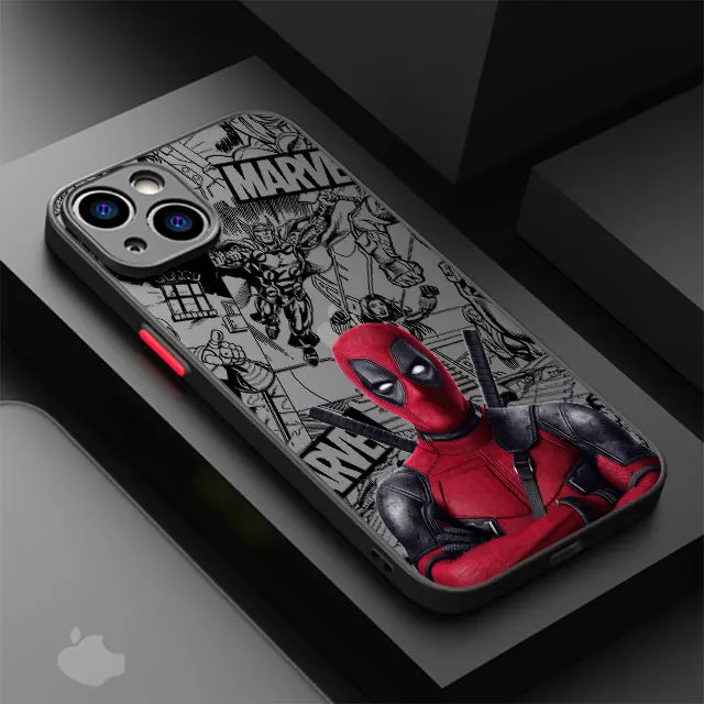 Marvel Deadpool Hard PC Luxury Matte Cover Case for iPhone 16 15 XR X 14 16 - Picture 14 of 17