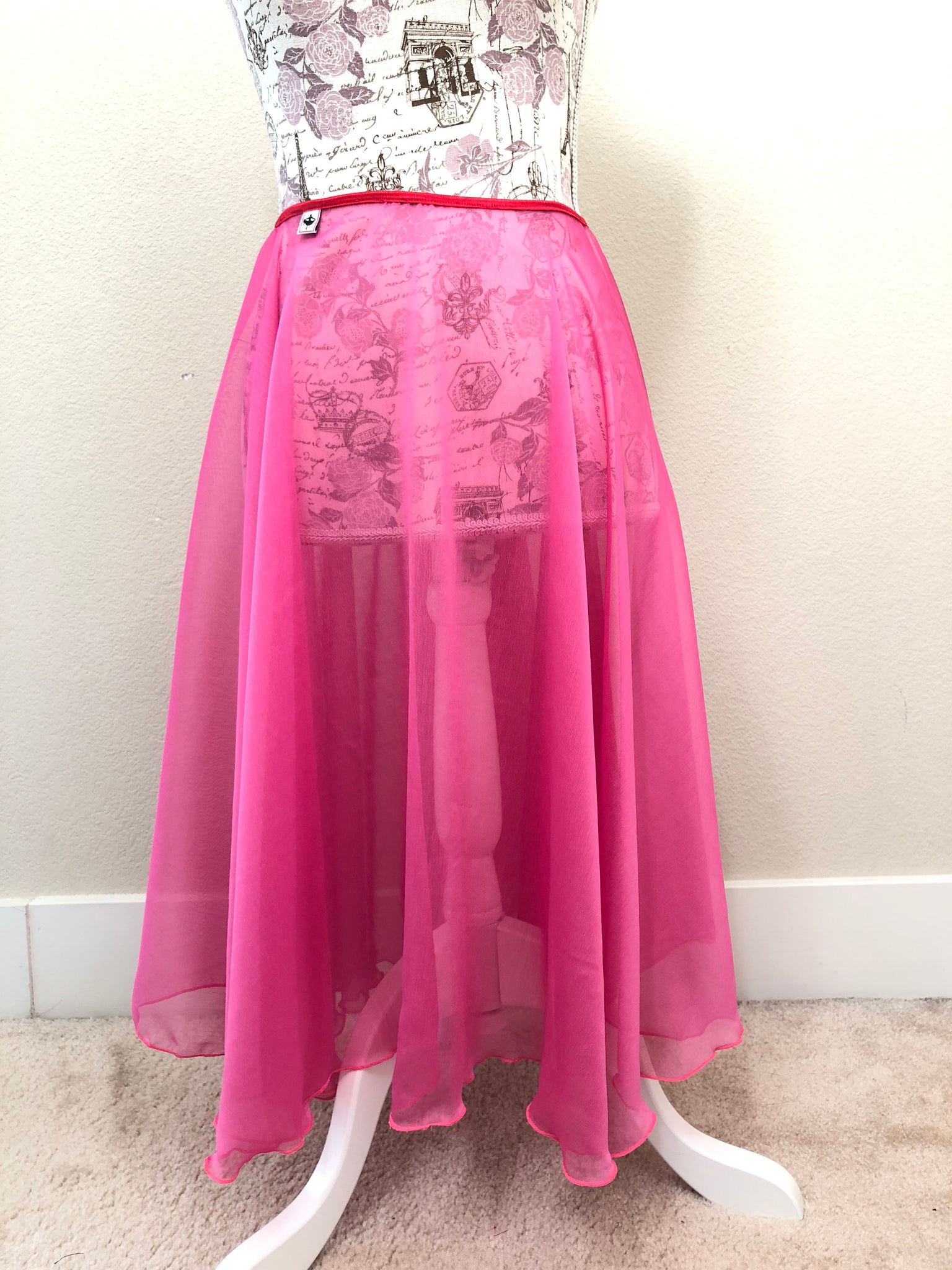 Iridescent Hot Pink Chiffon】rehearsal Long Flowy Skirt Princess Dance Products 