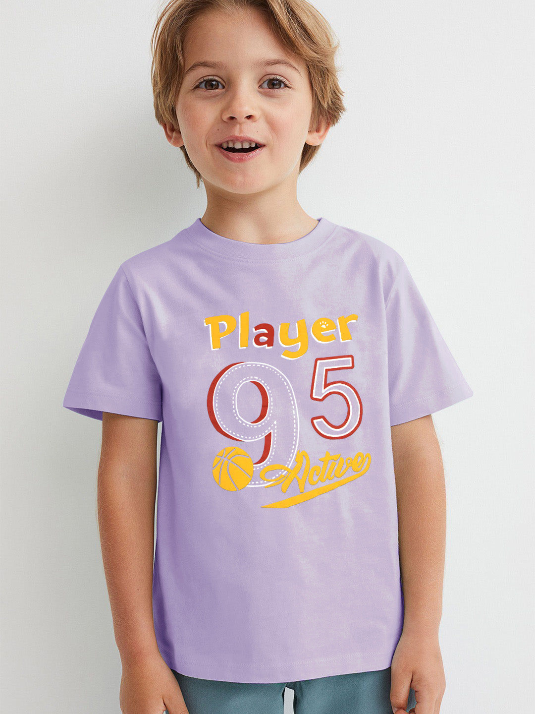 Summer Single Jersey Crew Neck - With Shirt BrandsEgo Tee For Kids-Purple Print-AN