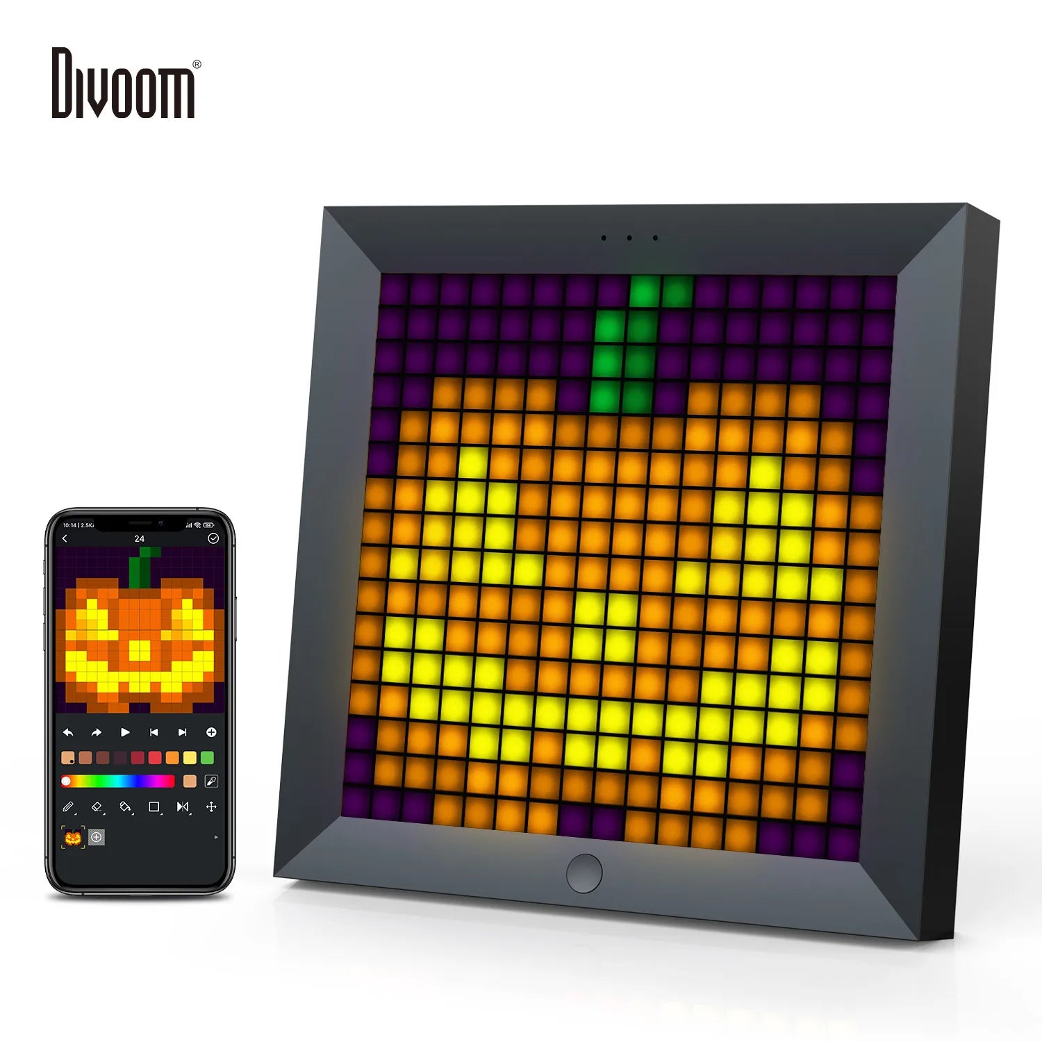 Divoom Pixoo Digital Photo Frame Alarm Clock with Pixel Art Programmable LED Display, Neon Light Sign Decor, New Year Gift