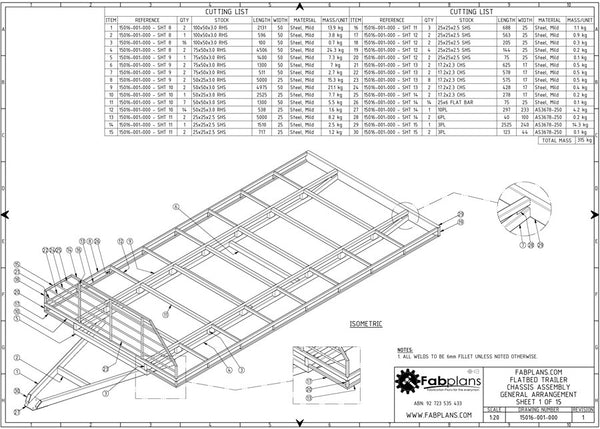 steel material weight list Flatbed own  3500kg Trailer your Trailer Plans Build