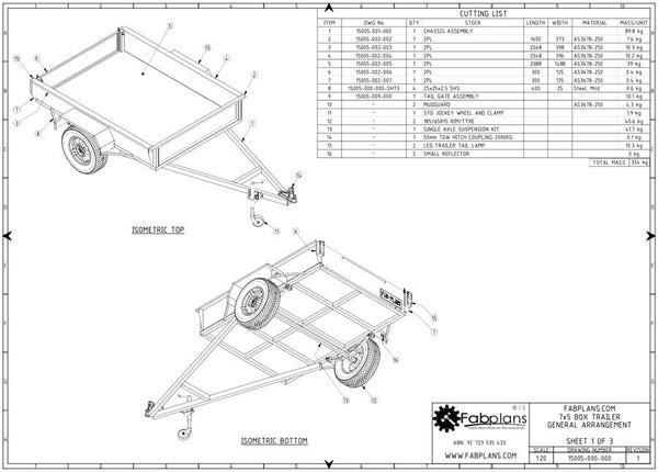 7x5 Box Trailer Plans | Build your own box trailer – fabplans