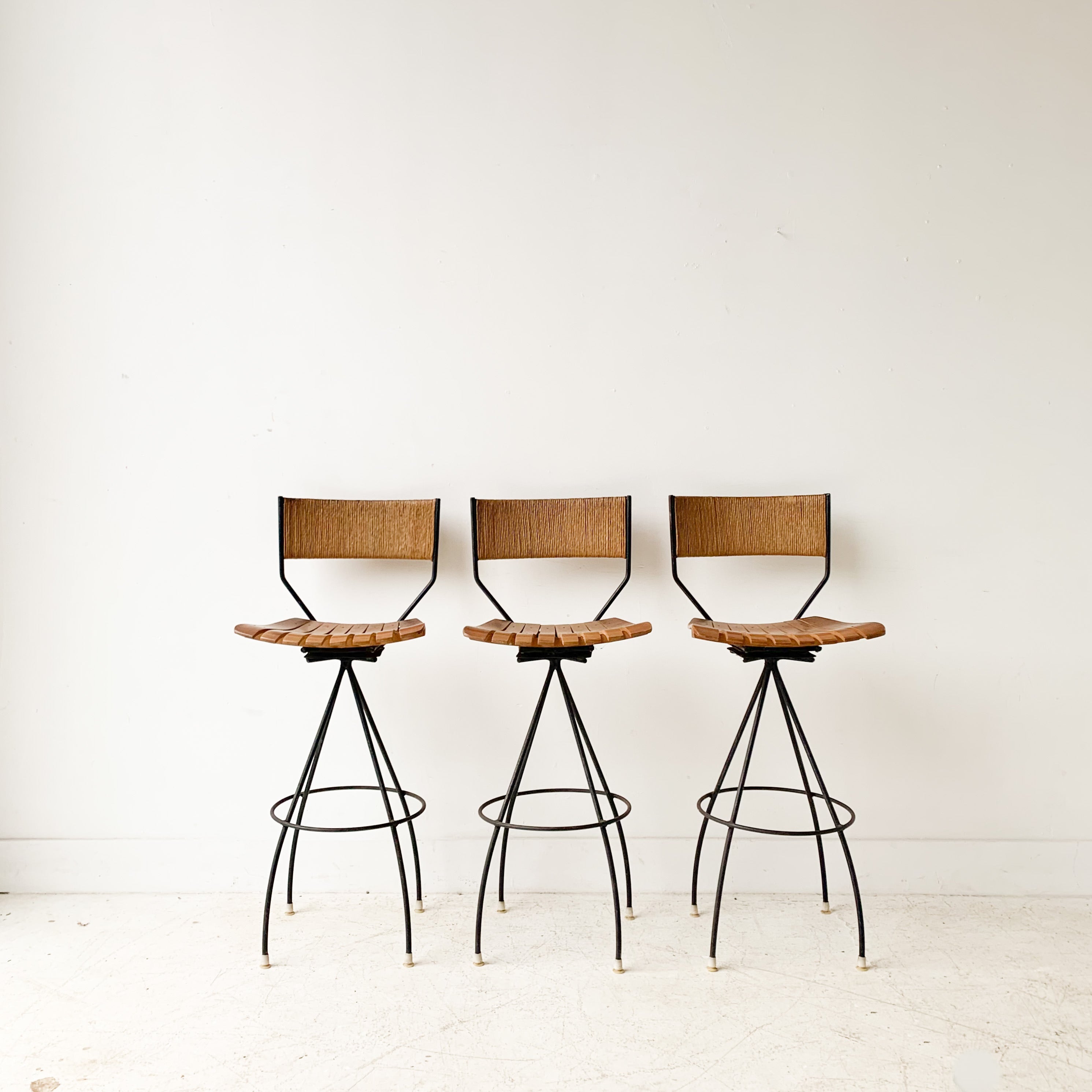 Set of 3 Arthur Umanoff Style Bar Stools