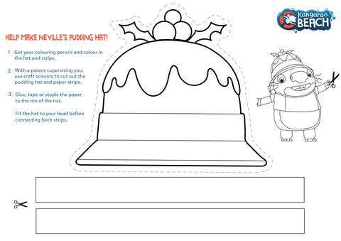 Instruction image on how to create Neville's Pudding hat