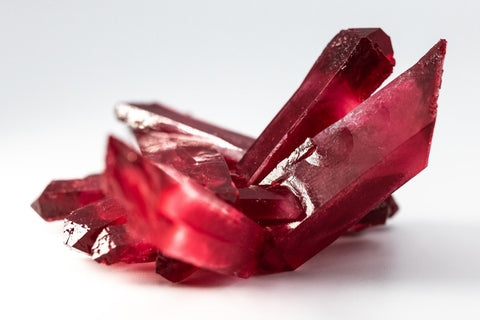 blood red crystals sparkling in light