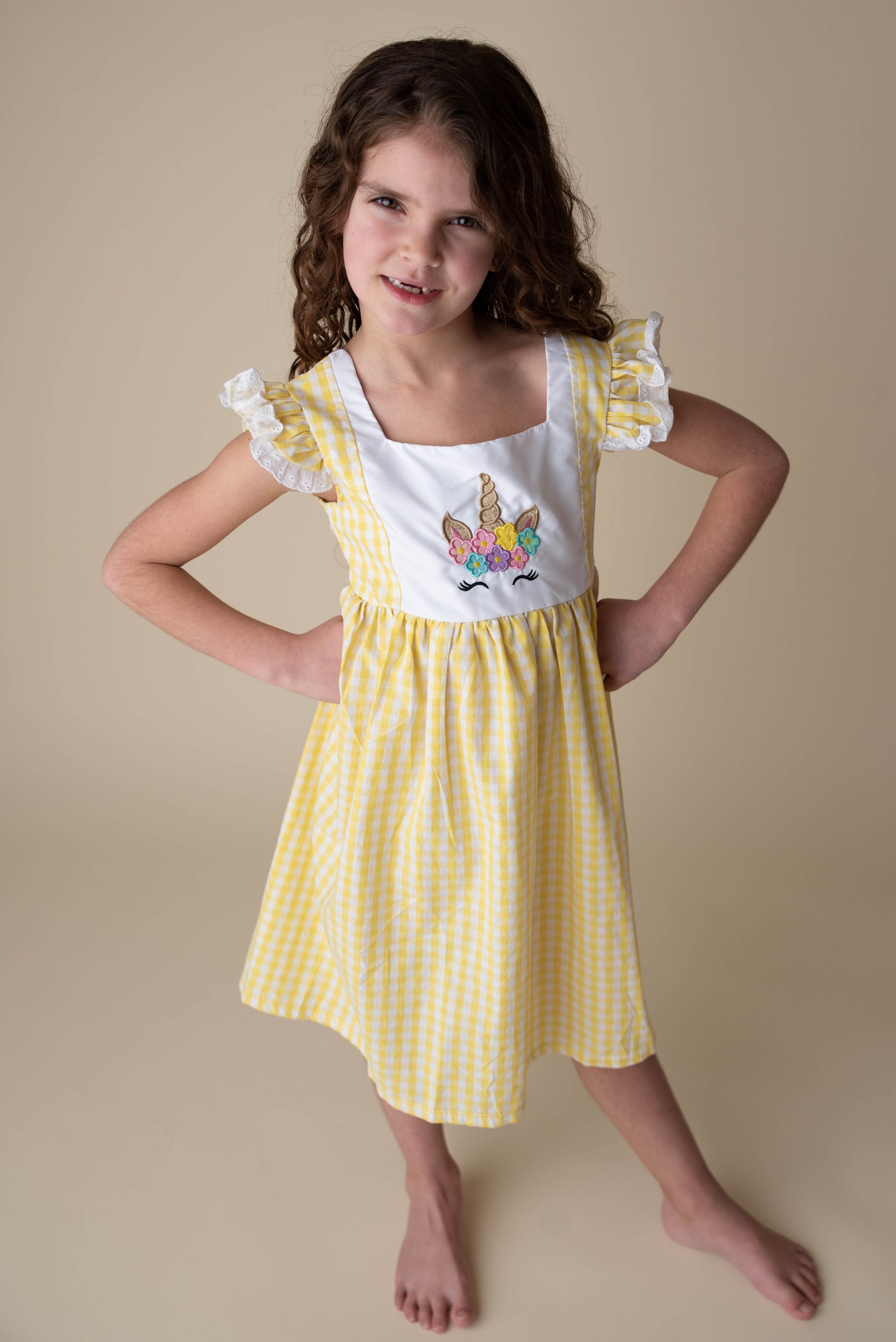 yellow gingham baby dress