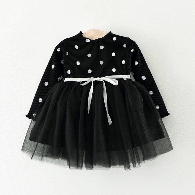 baby black and white polka dot dress