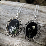 lace oval earring with dried flowers