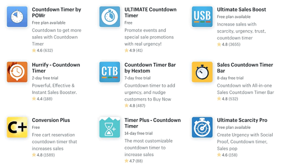 Shopify has a range of timer apps you can use to add a sense of urgency
