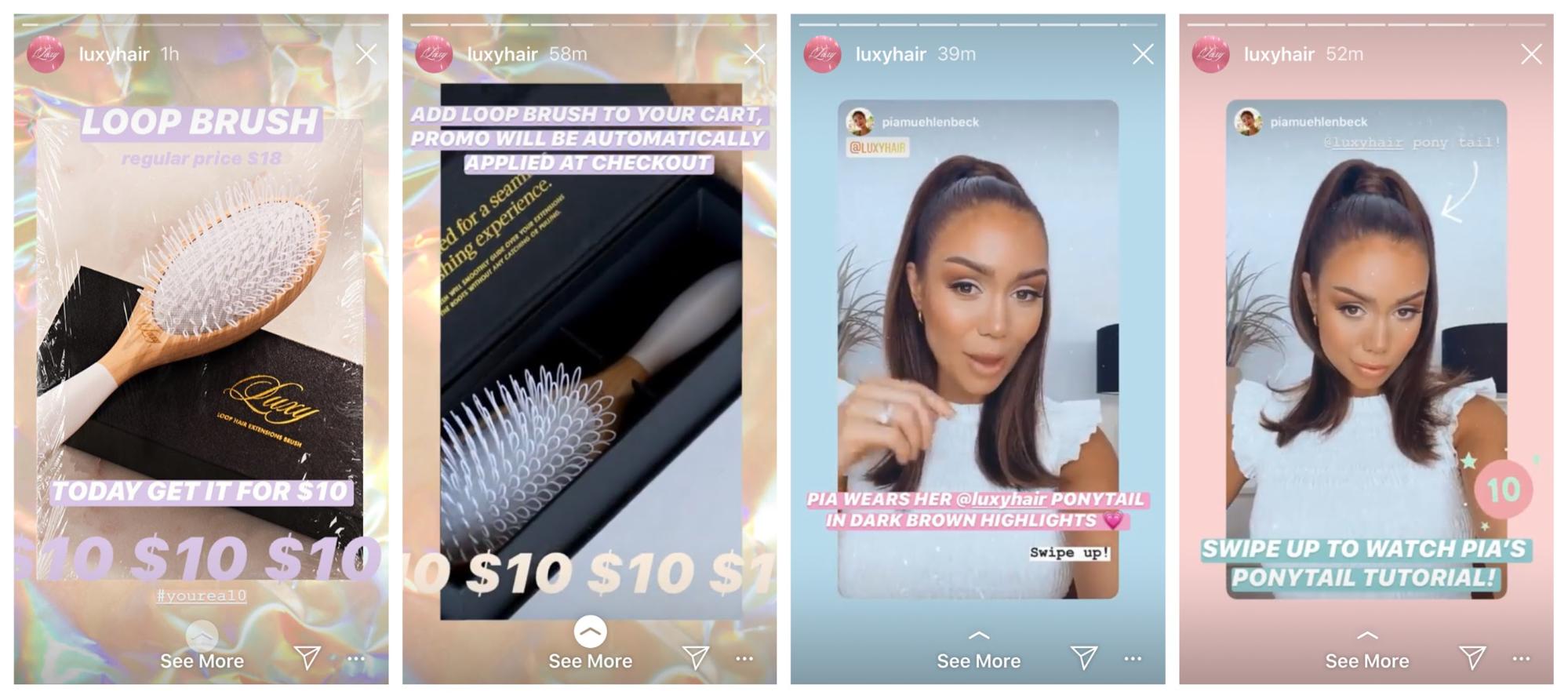 Luxy Hair Instagram Story Design Example