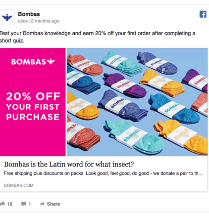 Bombas Facebook Ad Design