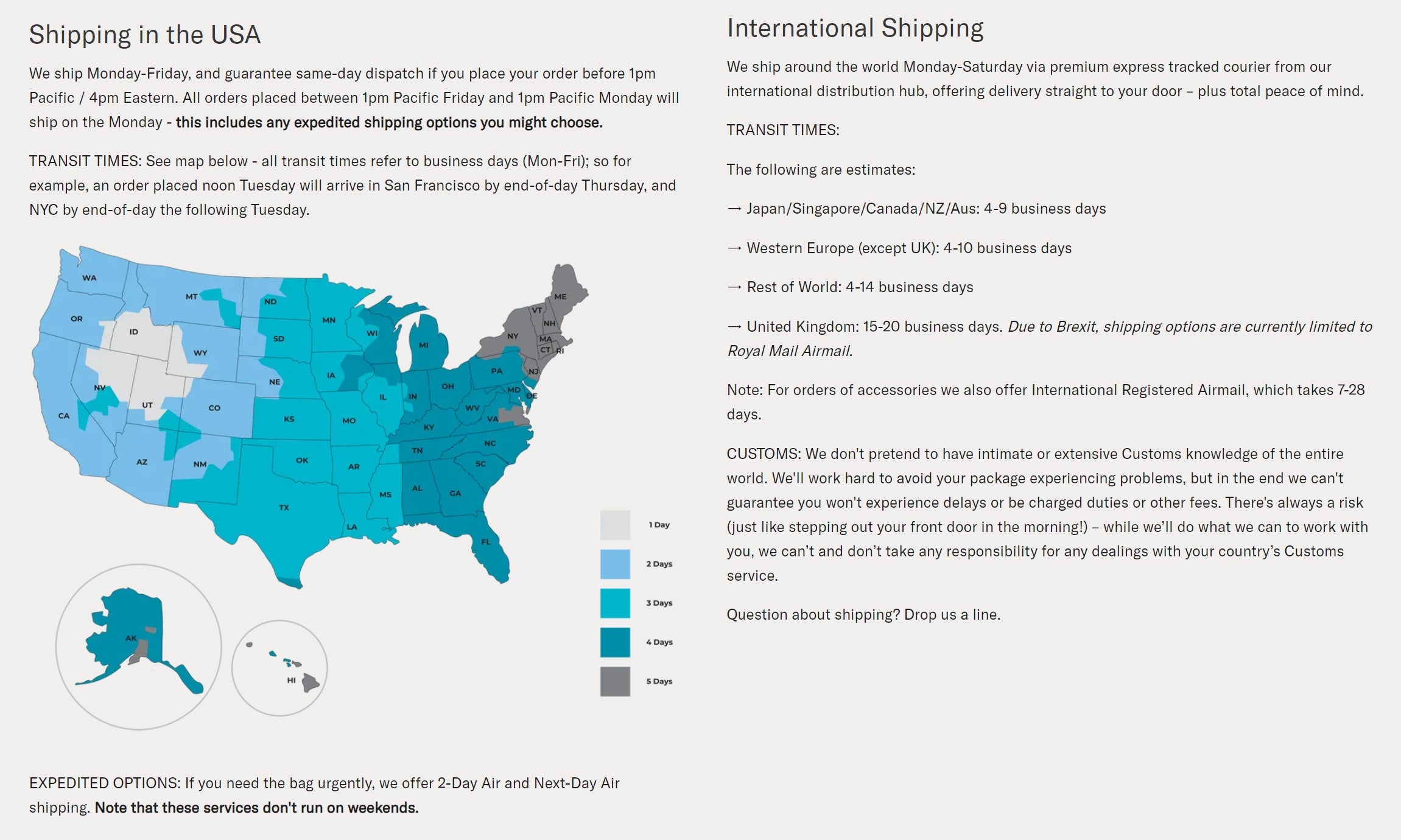 beautiful shipping policy page