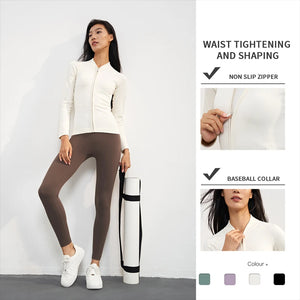 Vnazvnasi Spring New Design Women Thread Knit Jacket Zipped Long Sleeve Slim Girls Coat Outside Walk Or Running Sportswear - Denimaster