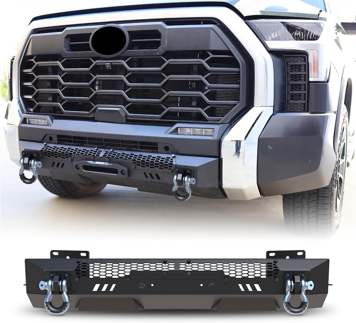 Mid-Width Front Bumper for 2022-2024 Toyota Tundra with D-Rings and Light Bar Mount