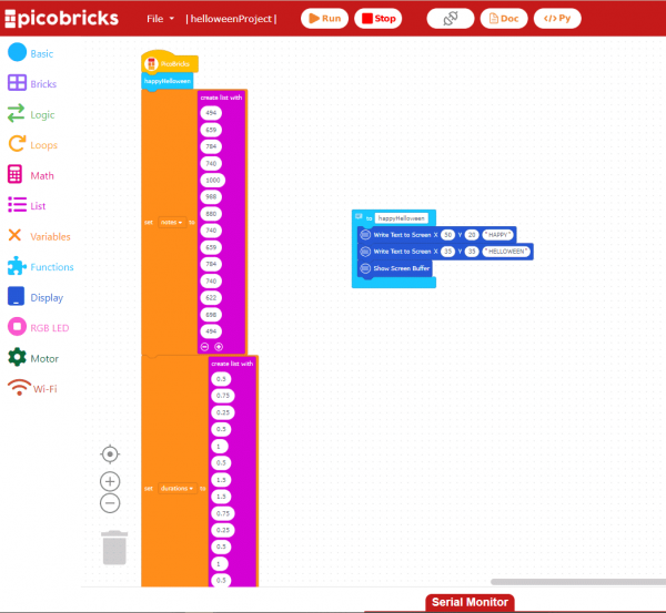 block coding for hallowen project