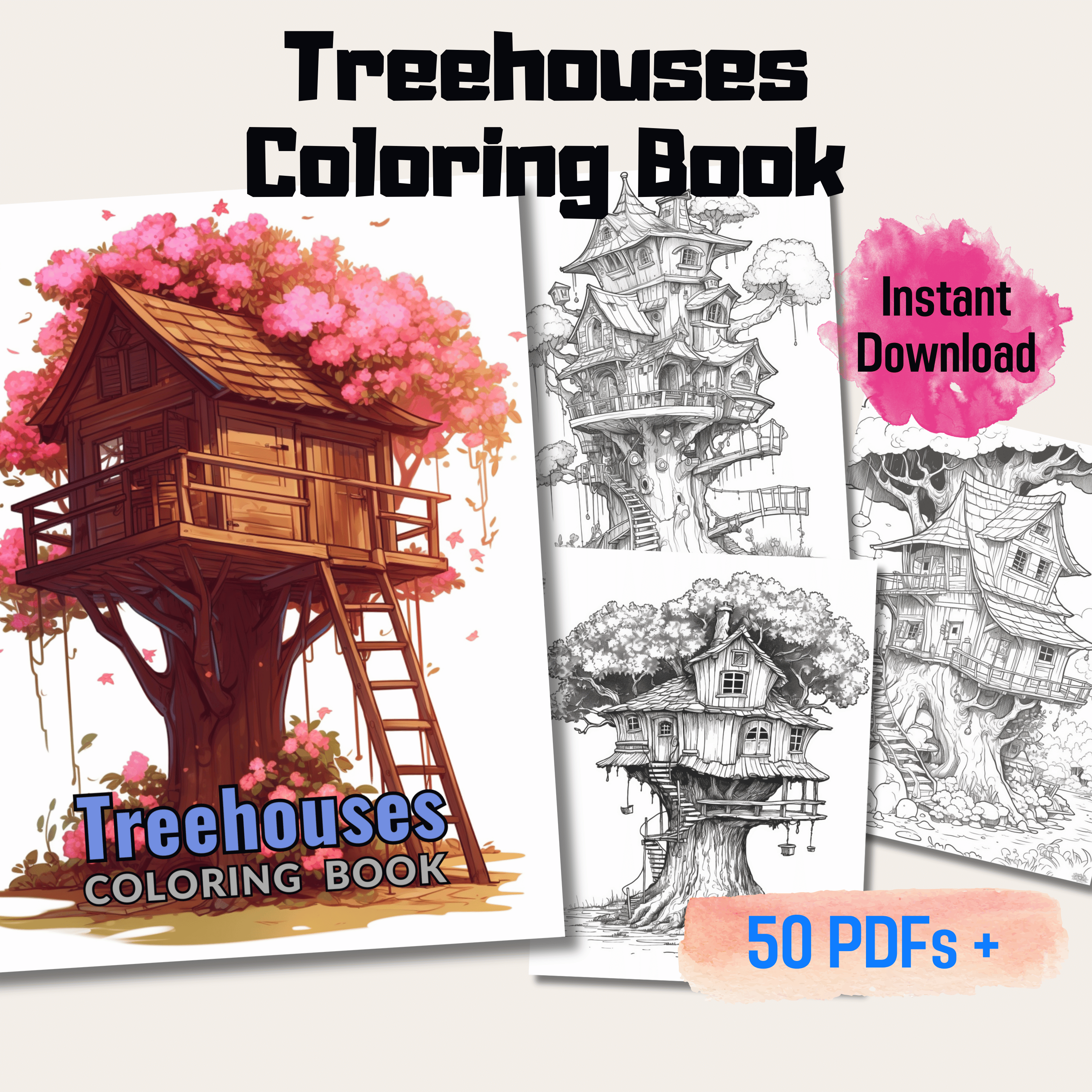 Ink Tracing Coloring Book: Follow the Lines to Reveal Intricate Magical  Treehouses. (Paperback)