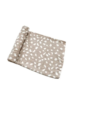 Tan Spotted Muslin Swaddle Blanket - Two Sisters and a Pocketbook 