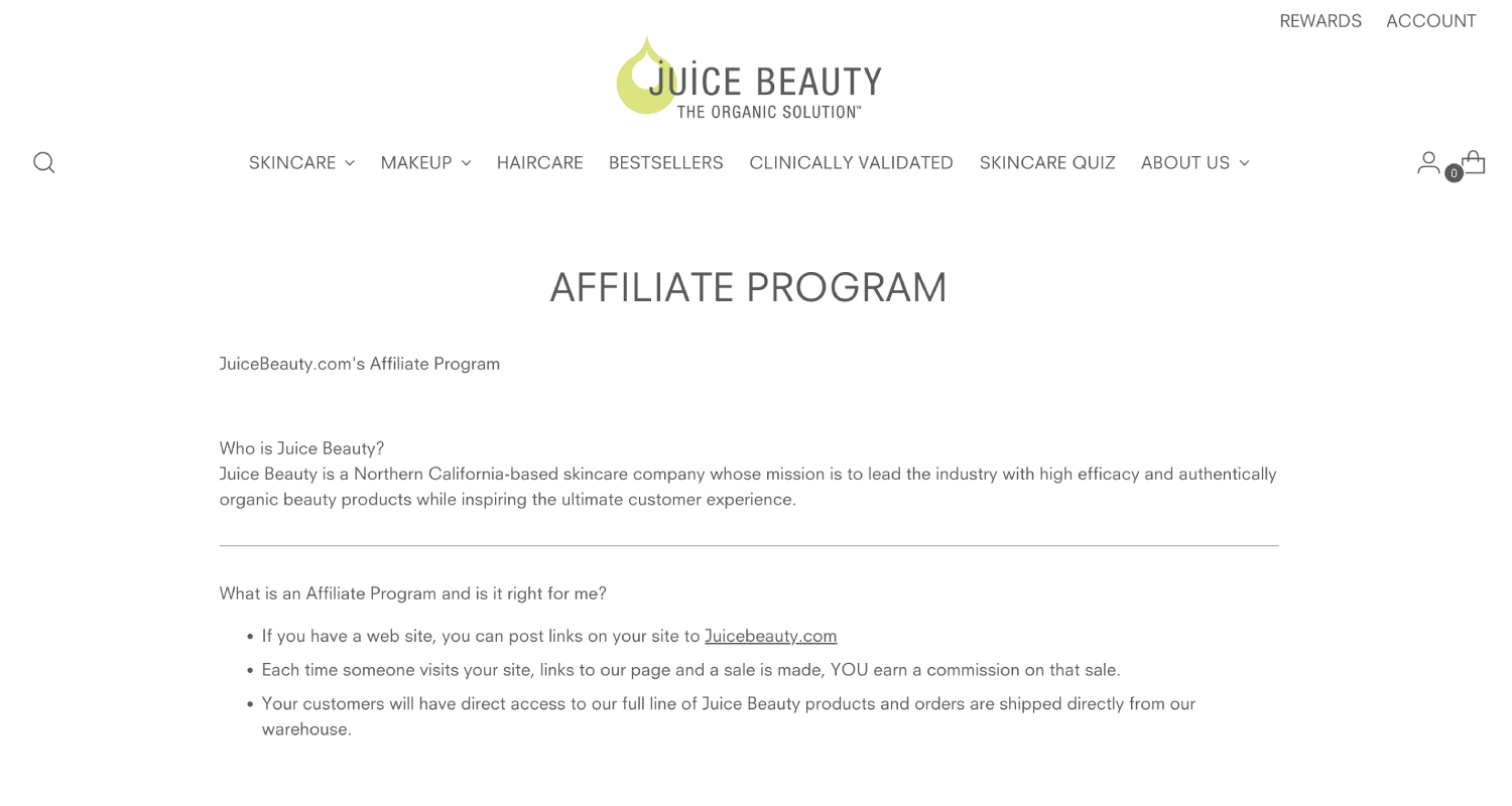 Juice Beauty website