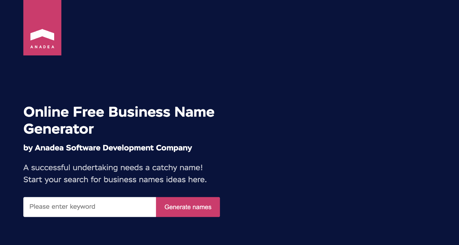 Business Name Generator - Anadea