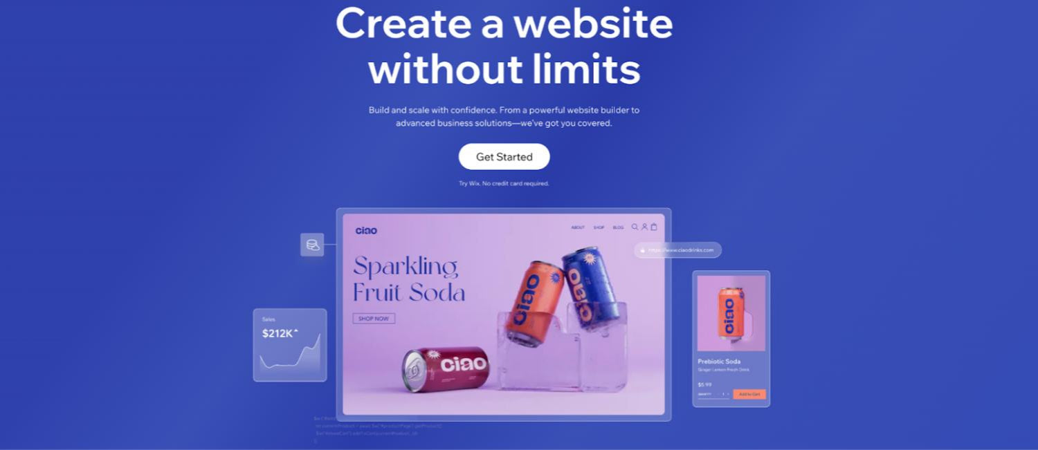 Wix 웹사이트 빌더 홈페이지