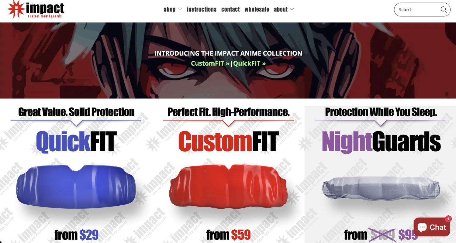 Impact Mouthguards website
