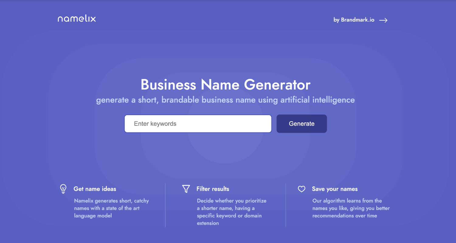 Business Name Generator - Namelix