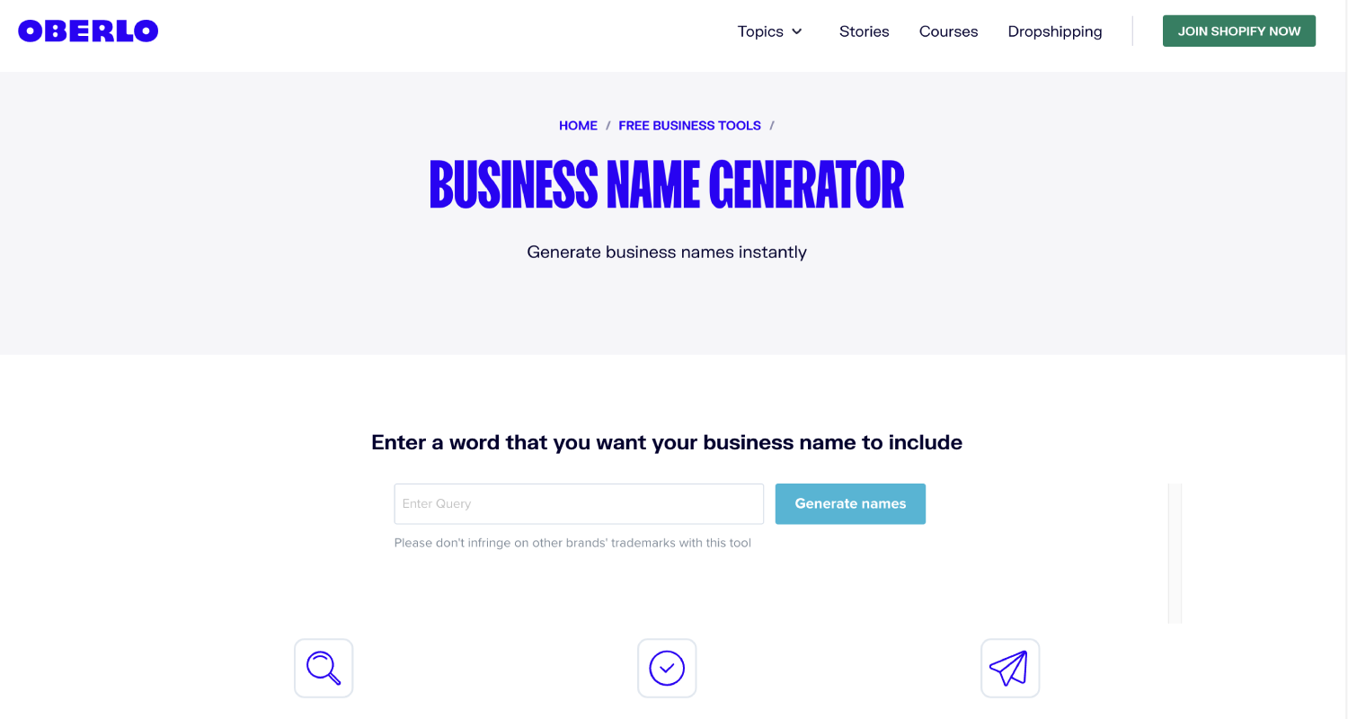 Business Name Generator - Oberlo