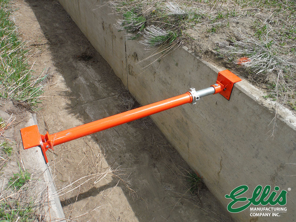 Single Steel Shore Jack Post In Concrete Spill Way Wall Support
