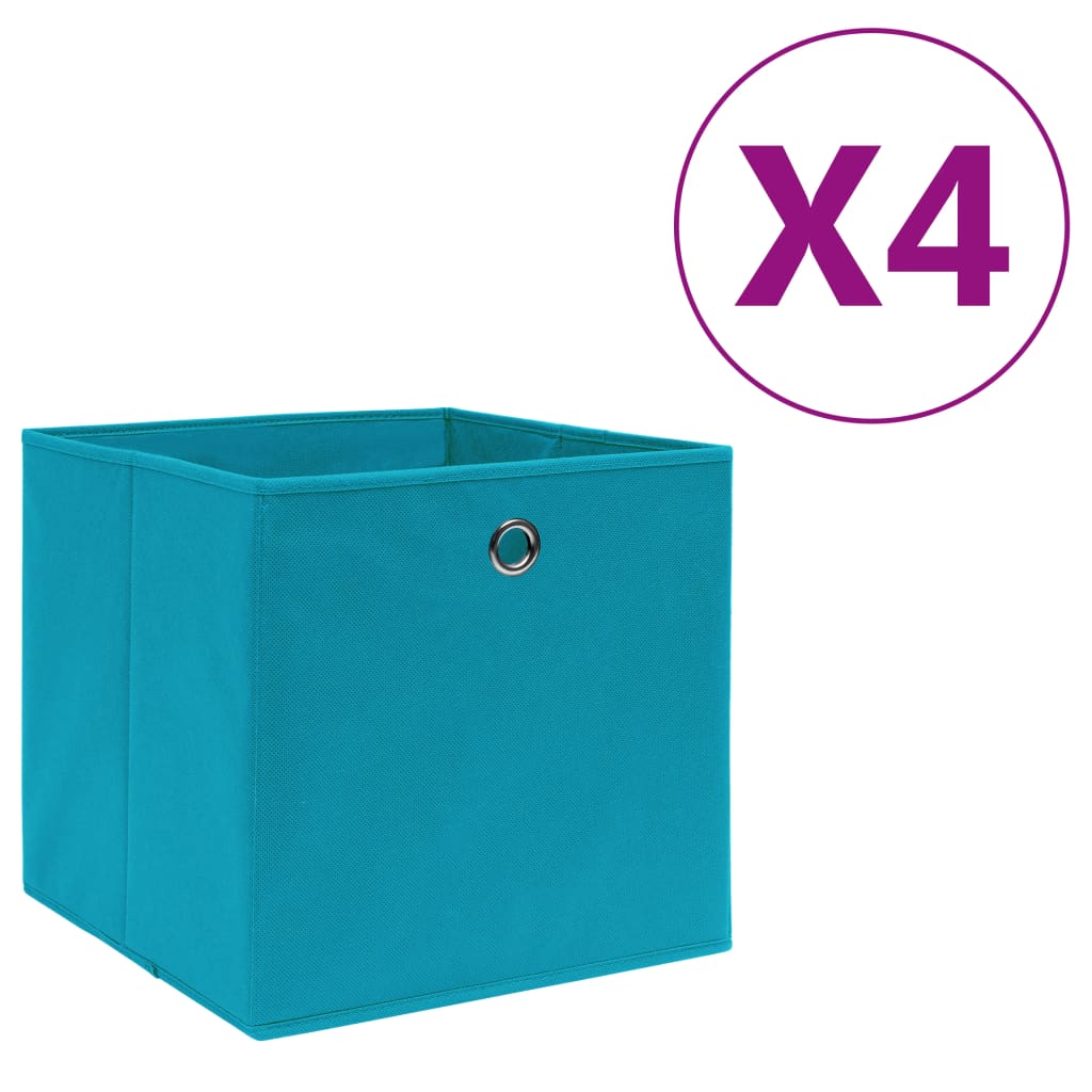 VidaXL Opbergboxen 4 st 28x28x28 cm nonwoven stof babyblauw