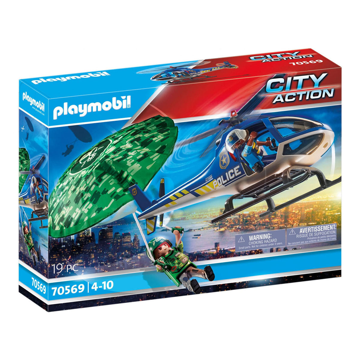 Playmobil City Action Politiehelikopter Parachute Achtervolging 70569