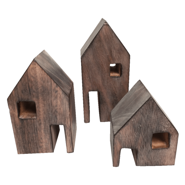 Papoose Toys Papoose Toys Wood Block Houses/3pc