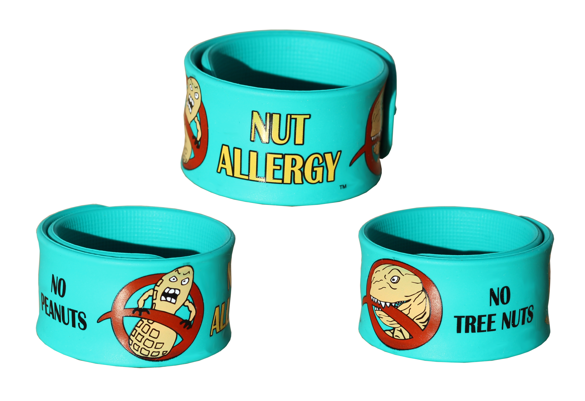Nuts Allergy Slap Bracelet Food Allergy Superheroes curled