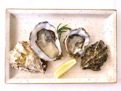 Italian’s two oysters on our menu pictured: Perla del Delta on the left; Sandalia on the right.