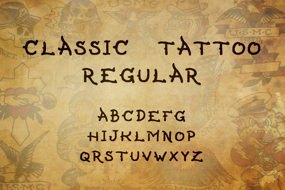 tradional tattoo lettering true tpe font