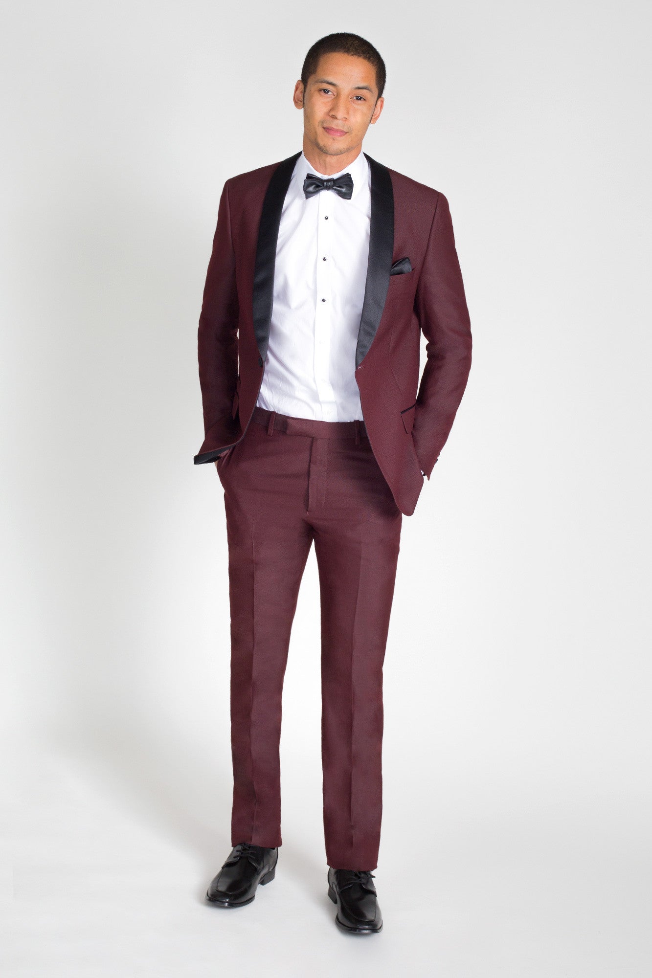 Burgundy Slim Fit Tuxedo with Black Shawl Lapel – Friar Tux Shop