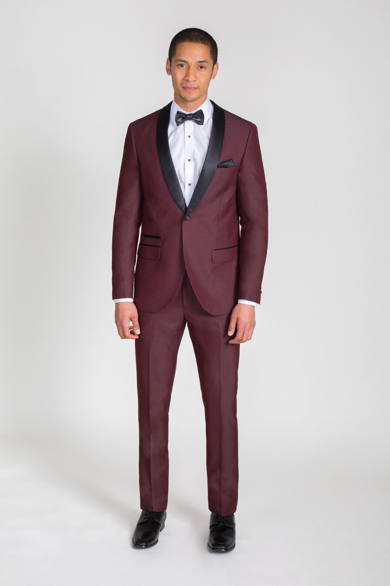 Burgundy Slim Fit Tuxedo with Black Shawl Lapel – Friar Tux Shop