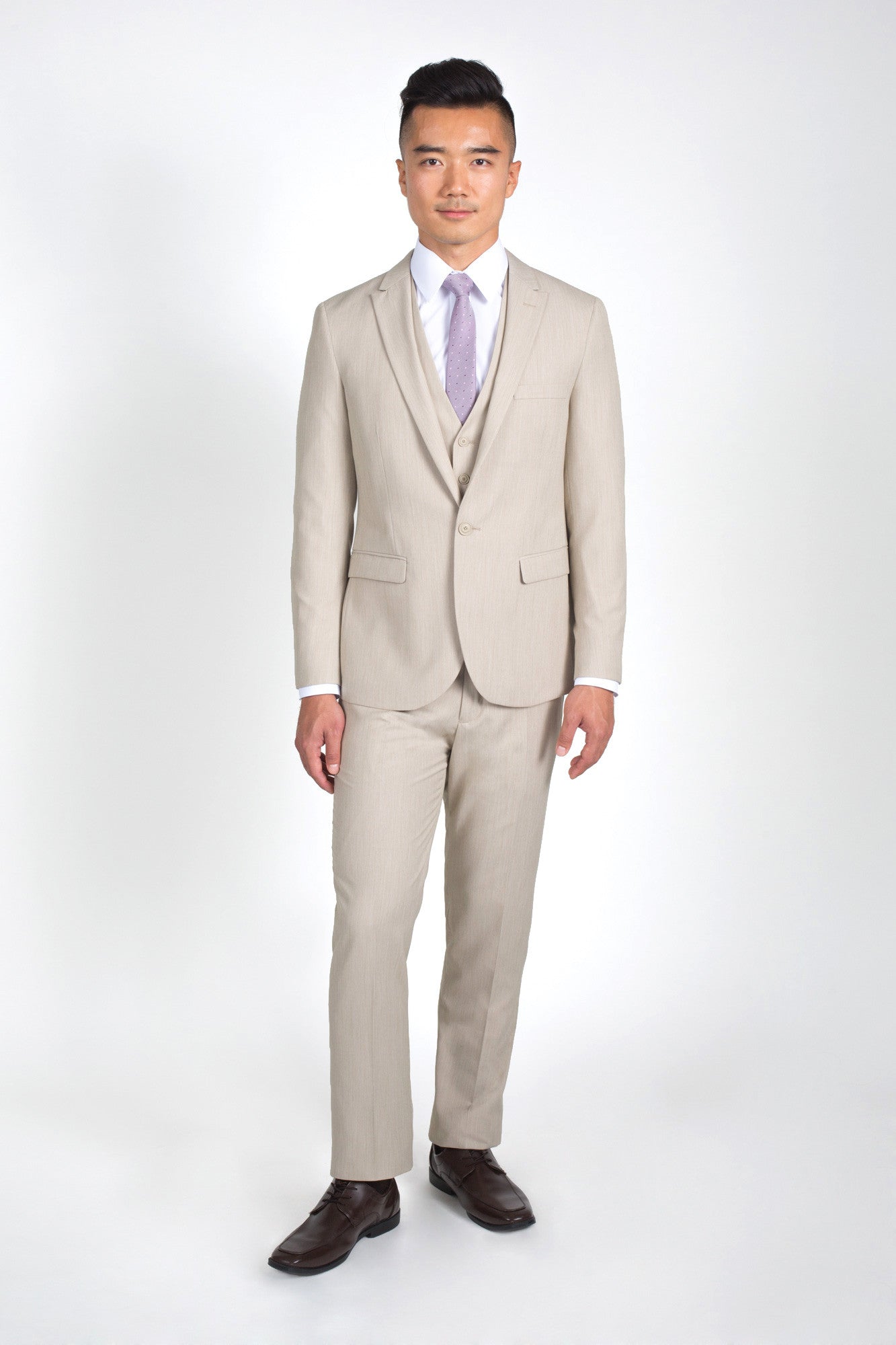 Heathered Tan Slim Fit Suit with Vest (Seasonal Collection) – Friar Tux ...